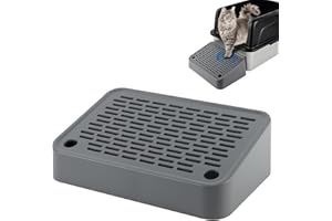 Kalolary Rampa do kuwety dla kota z warstwą filtrującą, antypoślizgowe stopnie do kuwety, idealna dla małych i starszych kotów, łapacza kuwety, trwała, łatwa do czyszczenia (ciemnoszara, skośna