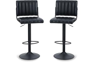 ‎ALPHA HOME ALPHA HOME Barhocker 2er Set Barstuhl Höhenverstellbar Barhocker mit Lehne 360 Grad Drehbar aus Kunstleder Tresenhocker Barstühle Moderne Küchenstühle für Küche, Pub, Bistro, Bartheke, Schwarz