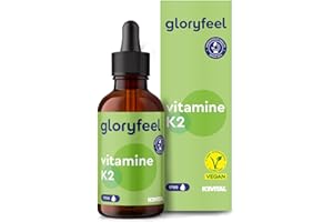 GLORYFEEL Vitamine K2 MK-7 200µg, 1700 Gouttes, 50ml Premium 99,7+% Teneur All-Trans (K2VITAL® de Kappa), Naturellement Fermenté et Sans Additifs, Testé en laboratoire