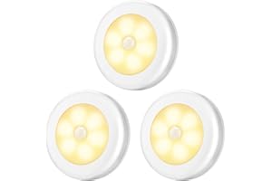 AMIR Nachtlicht mit Bewegungsmelder, 3 Stück Batteriebetrieben LED Nachtlicht Automatische AUS/EIN, Warmweiß Bewegungsmelder Innen Licht für Schlafzimmer, Kinderzimmer, Flur, Treppe, Küche