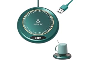 BNOYONERAS Tassenwärmer, Kerzenwärmer mit 3 Temperatureinstellungen, Elektrischer Kaffeewärmer, USB Getränkewärmer, Teewärmer, Schreibtisch Tassenwärmer, Abschaltautomatik, Becherwärmer für Büro/Haushalt (Grün)