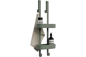 Bamodi Shower Caddy - Plastic - 2 Tier - Height Adjustable Door Shower Caddy - Scratch Free - Shower Hanger Organizer - No Rust - Plenty of Storage Space Bathroom Caddy Organizer - Green