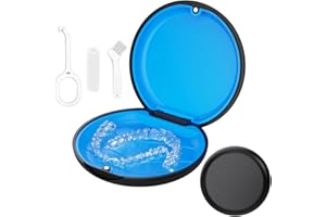 TYSORETY Zahnspangendose Zahnschiene Box Kompatibel mit Invisalign, Retainer Case mit Entnahmewerkzeugen& Aligner Chewies& Bürste, Herausnehmbares Innenfach aus Silikon (Schwarz)