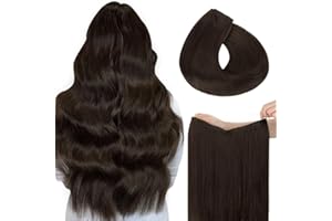 hotbanana Extension Capelli Veri con Filo Invisibile, 30cm 70g Marrone Chiaro Scuro Capelli Umani Remy Lisci, Invisible Wire Hair Extensions, Extension in Capelli Veri Invisibles