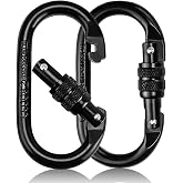TIANLIN 2 Pieces Large Heavy Load Climbing Carabiners, 25 kN (2500 kg), O Shape, Safety Screw Clasp, Alloy Steel, for Climbin