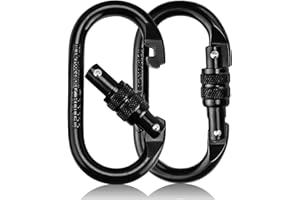 TIANLIN Sicherheitskarabiner Edelstahl 25kN | 2 Stück 11cm Große Karabinerhaken mit Drehverschluss | Outdoor-Karabiner für Hängematten & Camping