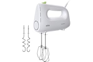 ‎BRAUN Braun Household MultiMix 1 HM 1110 WH Handmixer - Handrührgerät mit 4 Geschwindigkeitsstufen plus Turbo, FastMix Technologie, EasyClick, inkl. Schneebesen und Knethaken, Einhandbedienung, 450W, Weiß