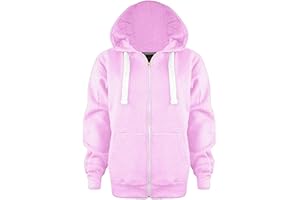 AHR Z&H Kids Girls & Boys Unisex Plain Fleece Hoodie Zip Up Style Zipper Age 2-13 Years