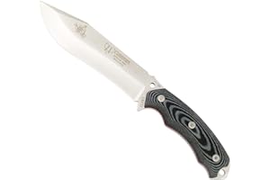 Cudeman Cuchillo 125-M JJSK2 hoja de acero Böhler N-695 de 15,5 cm empuñadura de micarta negra de 11,5 cm para caza, pesca, supervivencia y bushcraft + Portabotellas regalo