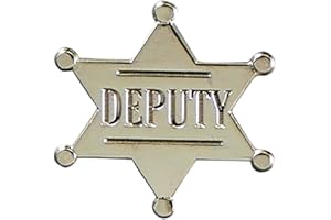PIN MANIA Chrome plated Deputy Star Metal Pin Badge Lapel Brooch Wild West Sheriff Cowboy