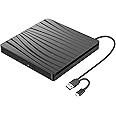 ZZOSRDR External CD DVD Drive, Type-C & USB 3.0 Portable Optical DVD Drive, CD DVD Player RW Writer Burner Reader for Laptop, Desktop, PC, Mac, IOS, Windows 11/10 / 8/7 / XP/Linux/Vista