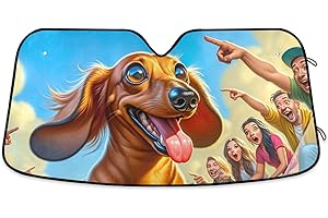 ODAWA Car Windshield Sunshade Funny Dog Skateboarding Sun Shield 55""X27.6"" Blocks UV Rays and Keeps Vehicle Cool