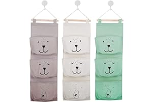 GEFIRE 3 Pcs Rangement Suspendu, 60 x 20 cm Organisateur Mural en Tissu pour Porte, Sacs de Rangement Suspendus, Organisateur pour Salle de Bain, Chambre d'enfant, Bébé (3 Couleurs)