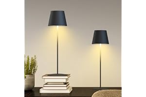 FUYO 2 pezzi Lampada da tavolo senza fili touch lampada da tavolo LED a batteria dimmerabile 3000-6000K con funzione di memoria, IP54 impermeabile per interni esterni camera da letto (Nero)