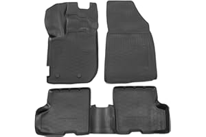 J&J AUTOMOTIVE | Tapis De Sol en Caoutchouc TPE Toutes Saisones pour Duster 2017-2024, Système de Fixation, Bord Haut, Noir, Antidérapant, Toutes Saisons