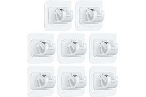 BOHORAY BOOHO 8 Stück Nagelfreie Verstellbare Stangenhalter, Selbstklebende Gardinenstangen Halterung, Handtuch Stangen Haken Vorhänge Haken Halter für Wohnzimmer, Badezimmer, Schlafzimmer (8 Stück, Weiß)