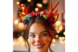 Unicra bandeau de noël bois bandeau élan cerf cornes d'animaux chapeaux pièce de cheveux Halloween accessoires de cheveux (07)
