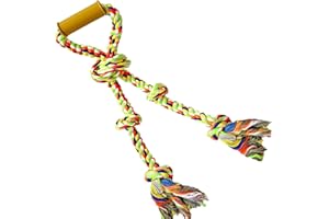 ARTSPER Large 24"Heavy Dog Rope Toys for Large and Medium Dogs for Teeth Cleaning, Tough Cotton for Aggressive Chewer, Interactive Dual Dog Tug of War Toy, Tough Pull Twisted Rope with Plastic Handle(Colours)