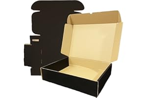 YOUMAR CREATIVE SOLUTIONS Youmar Solutions - Packung mit 25 Versandkartons (Größe L), Schwarz, zum Selbstmontieren, für Ecommerce und Postversand, mittelgroß, 31 x 18 x 9 cm