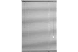 HOME IN STYLE 4U Ruby Deals PVC Venetian Blind Blinds Window 25mm Thin Slats Kitchen Window Blinds Treatments Easy Fit Curtains Trimmable Fittings Home Office(Grey 90W x 150H cm)