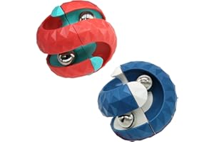 BASSION 2 Pack Orbit Ball Toy, Bead Fidget Cube Puzzle Bead Ball Spinning Toy, Rotating Track Infinite Flip Change Puzzle Games Novelty Creative Stress Relieve Toys for Kids Children Adults