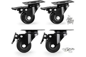 EGOFIX Caster Wheels, Heavy Duty 50mm Casters Set of 4, Locking Swivel Casters Wheels for Cart, Furniture and Workbench, Black