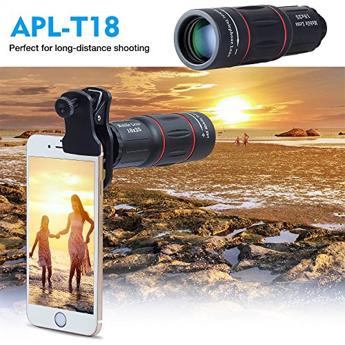 Apexel Universal 18X Clip-On Tele Teleskop Kamera Handy Zoom Objektiv fÃ¼r iPhone X / 8 7 Plus / 6S Samsung Galaxy S8 S7 Huawei und die meisten Android Smartphone