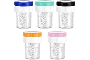 ZKSXOA Contact Lens Barrel Cases, 5 Pieces, Plastic Portable Contact Lens Cleaner, Contact Lens Case, Manual Rotation Contact Lens Cleaning Case, for Contact Lens Care (5 Colors)