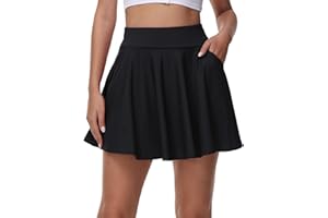 tanzdunsje Damska podstawowa spódnica, krótka spódnica, mini spódnica damska ze spodniami, spódnica spodnie damskie z kieszeniami, damska spódnica tenisowa na co dzień elastyczna uniwersalna