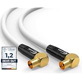 RedStar24 Antenna Cable 4 m White &ndash; 90&deg; Coaxial Angle Male to Female | HDTV Premium for Television | Compatible with TV, Radi
