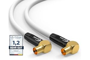 RedStar24 Antennenkabel 4m Weiß – 90° Gewinkelt Koaxial | Stecker zu Buchse – Premium HDTV Koaxialkabel für Kabelfernsehen | TV Kabel: Kompatibel mit TV, Radio, DVB-T/T2, DVB-C, DAB
