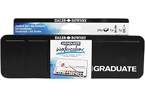 Daler Rowney Graduate - Set aquarelle 24 demi-godets - 1 pinceau - 1 crayon graphite