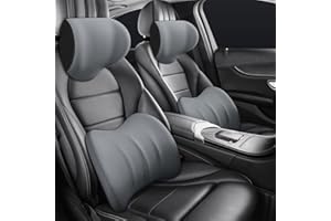 ‎FUXNGZI FUXNGZI Ergonomische Kopfstütze und Lendenkissen für Autositze, Auto Nackenkissen, Weichheit Auto Kopfstütze zum Fahren mit Atmungsaktiver Abnehmbarer Abdeckung (Grau, Lendenkissen)
