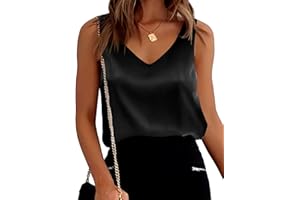 Ekouaer Women's Silk Satin Tank Tops Basic Camisole Vest Summer Basic Vest Shirt