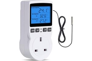 INKBIRD Thermostat Plug Socket, Digital Temperature Controller Timer Outlet, Timer Switch Plug with Sensor Probe Heating Cooling Mode for Reptile Greenhouse Home Fermentation