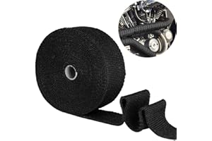 QIWENR Cinta Calorica Escape Termica Cinta de Anticalórica,Cinta Anticalorica Escape Aislante de Fibra,Rollo d Cinta deFibra anticalórica Cinta delTubo de Escape,Para Colector deEscape de Motocicleta(negro)