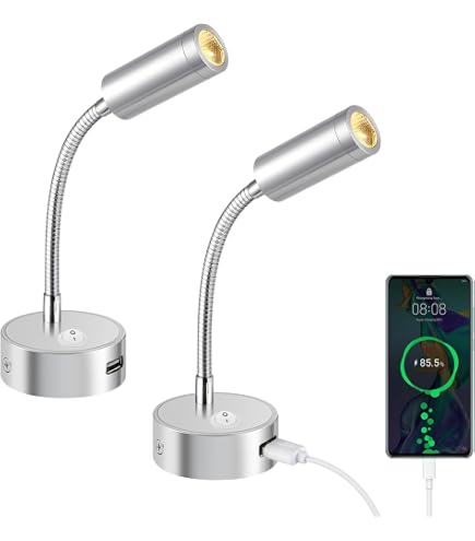 Leselampe 12V LED Dimmbar Wohnmobil Bett Lampe Flexible Schwanenhals Nachttis