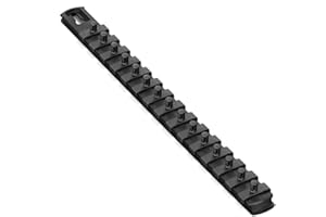 ERNST MANUFACTURING Ernst 13-Inch Socket Rail Organizer with 15 1/4-Inch Twist Lock Clips, Black (8423-Black-1/4)