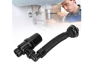 CAIQINLEN Sifón/trampa de olor para el fregadero de la cocina, tubo de drenaje de buena resiliencia, plástico, tubo de desagüe del fregadero, negro para hotel, dormitorio, baño, peluquería