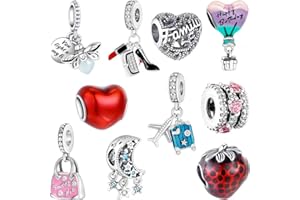 WINRARO 10PCS Charms Compatibili con Pandora Charms Braccialetto Collana, Charm per Braccialetti per Donne, Regalo di Gioielli Perfetto per Donne, Ideale per Natale, Compleanni, Festa della Mamma.