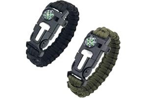 JchEnye Bracciale di sopravvivenza in 2 pezzi, bracciale Paracord multiuso per escursioni, campeggio, arrampicata e attività all'aperto.