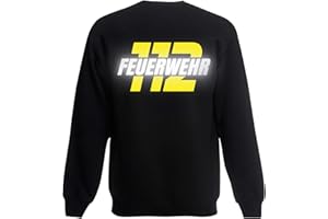 Shirt-Panda Herren Feuerwehr Sweatshirt · Feuerwehr 112 · Feuerwehrmann Sweater Bedruckt · Pullover für Feuerwehrleute · Druck auf Brust & Rücken · Unisex ·