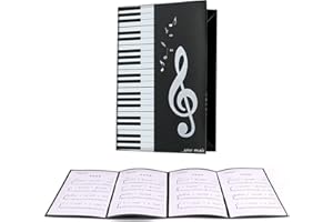 Bymivofun 4 Sided Music Folder, A4 4 Sided Music Folder for Piano Guitar Violin Paper Documents Music Lovers Students