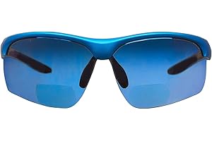 voltX 'CONSTRUCTOR ULTIMATE' Occhiali di sicurezza da lettura bifocali (Montatura Blu, Lenti a specchio blu +1.5 Diottrie) CE EN166FT - Bifocali PREMIUM Cycling Sports