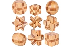 Chonor 9 Piezas Cubo Rompecabezas 3D de Madera del Enigma Educativo Juego Puzle - Clásica de Cerradura de Brain Teaser Puzzle IQ Juguetes para Niños y Adultos - Idea de Regalo y Decoración