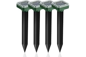 SUZEYEN Solar Mole Repellent 4-Pack, Ultrasonic Pest Deterrent Devices for Outdoor Use, Waterproof Gopher & Rodent Repeller, Snake Control for Yard, Garden & Farm