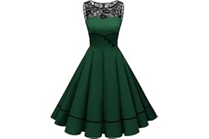 Bbonlinedress Vestido Vintage para Muejeres de Fiesta Cóctel Rockabilly Clásico sin Mangas
