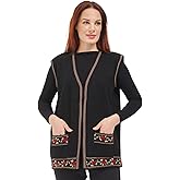 Mother Knitwear Short Pocket Vest with Black Rose Motif