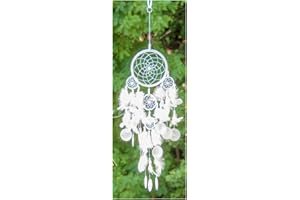 BERK ESOTERIK Traumfänger groß Capiz-Muscheln und echten Federn Raumduft Anhänger Ø 14 cm L 64 cm | traditionelles indianisches Dreamcatcher für gute Träume | Räucherwerk Schutzsymbol Wohndeko | Esoterik Geschenke