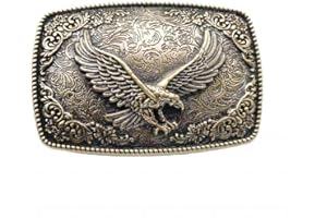 Longcreek Fibbia della cintura dell'aquila per gli uomini, fibbia della cintura dell'aquila calva americana patriottica, fibbia della cintura rettangolare dell'aquila della croce della stella